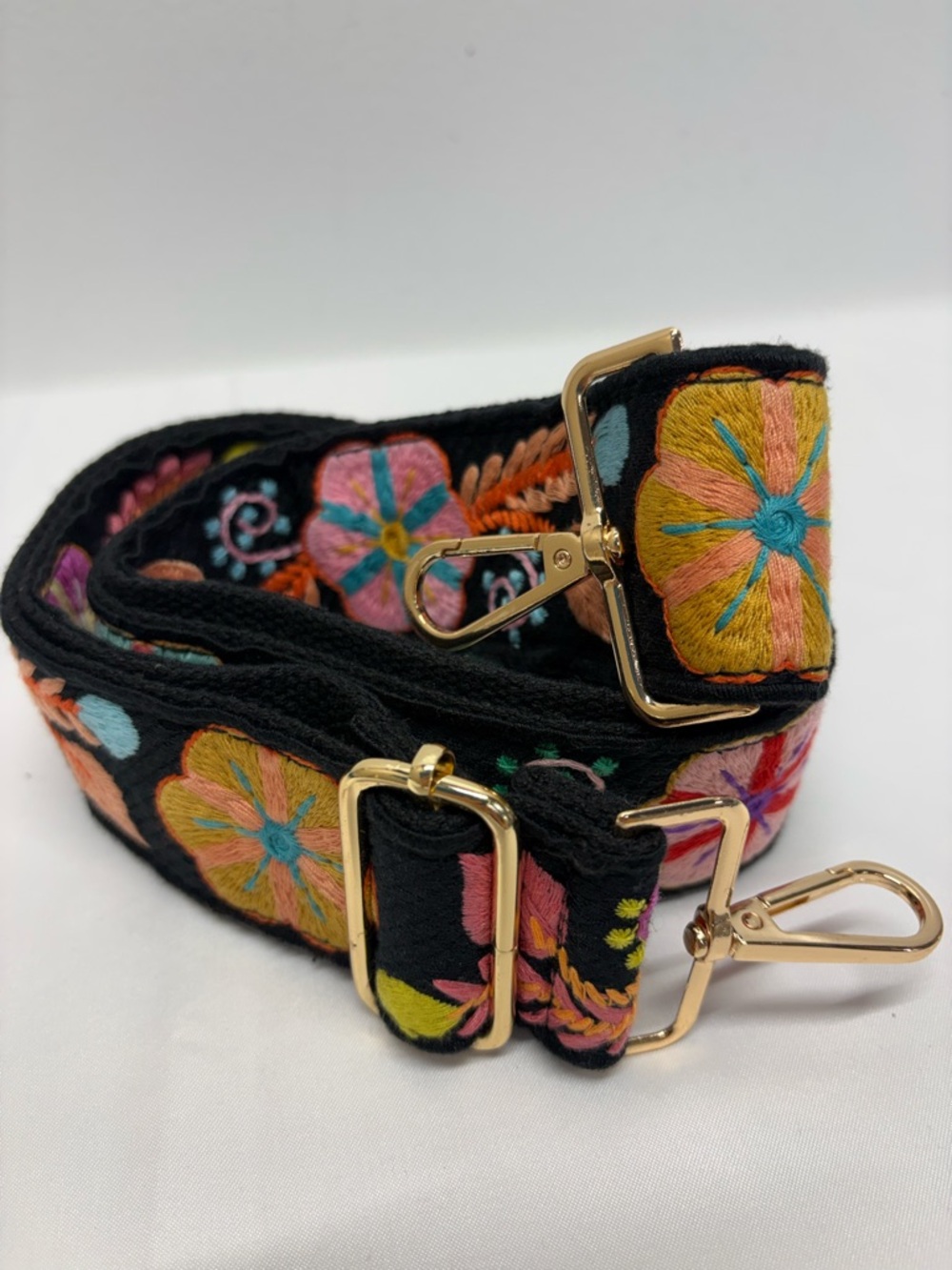 Embroidered Floral Hawaii Strap bag replacement - Black 50” inch long new - Picture 3 of 3